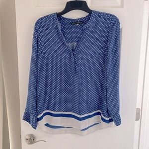 Blue Peasant top Blouse - Size L
